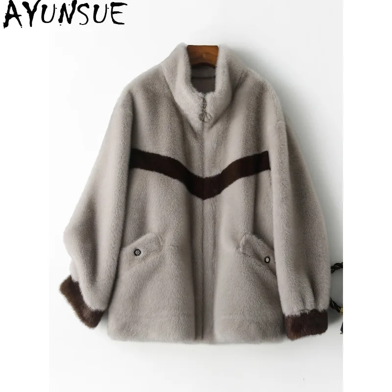 

AYUNSUE Норковая шуба для женщин, зима 2025 г., модная верхняя одежда, женская куртка, универсальная женская одежда Куртка Женская Зимняя
