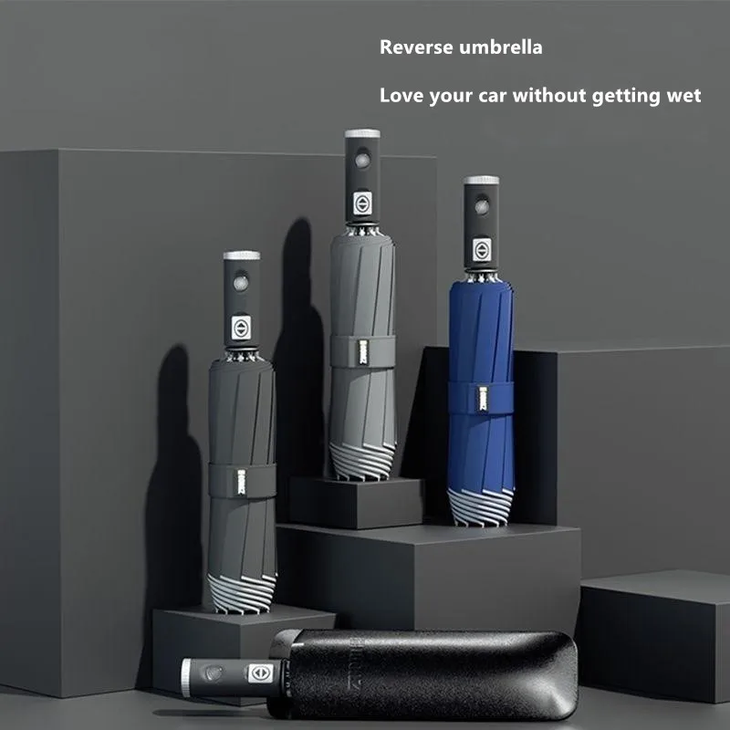 

Автоматический зонт от солнца с фонариком, увеличенный, для мужчин, с защитой от ультрафиолета, для солнечной и дождливой погоды, автомобильный зонт