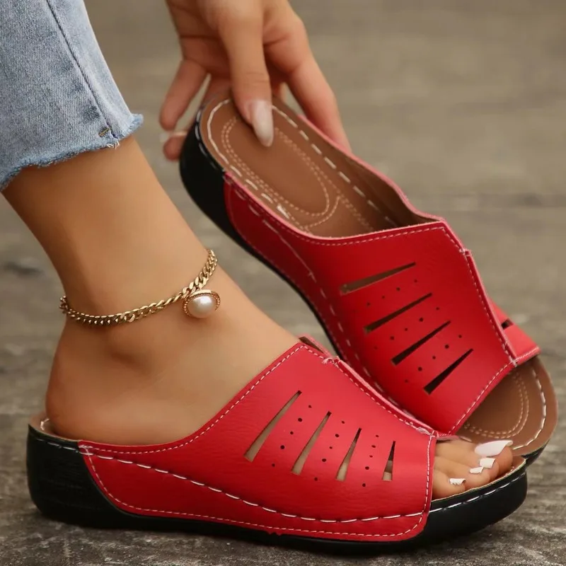 

Women Sandals New Summer Shoes For Women Low Heels Sandals Trend Slippers Summer Women's Footwear Red Sandalias Mujer