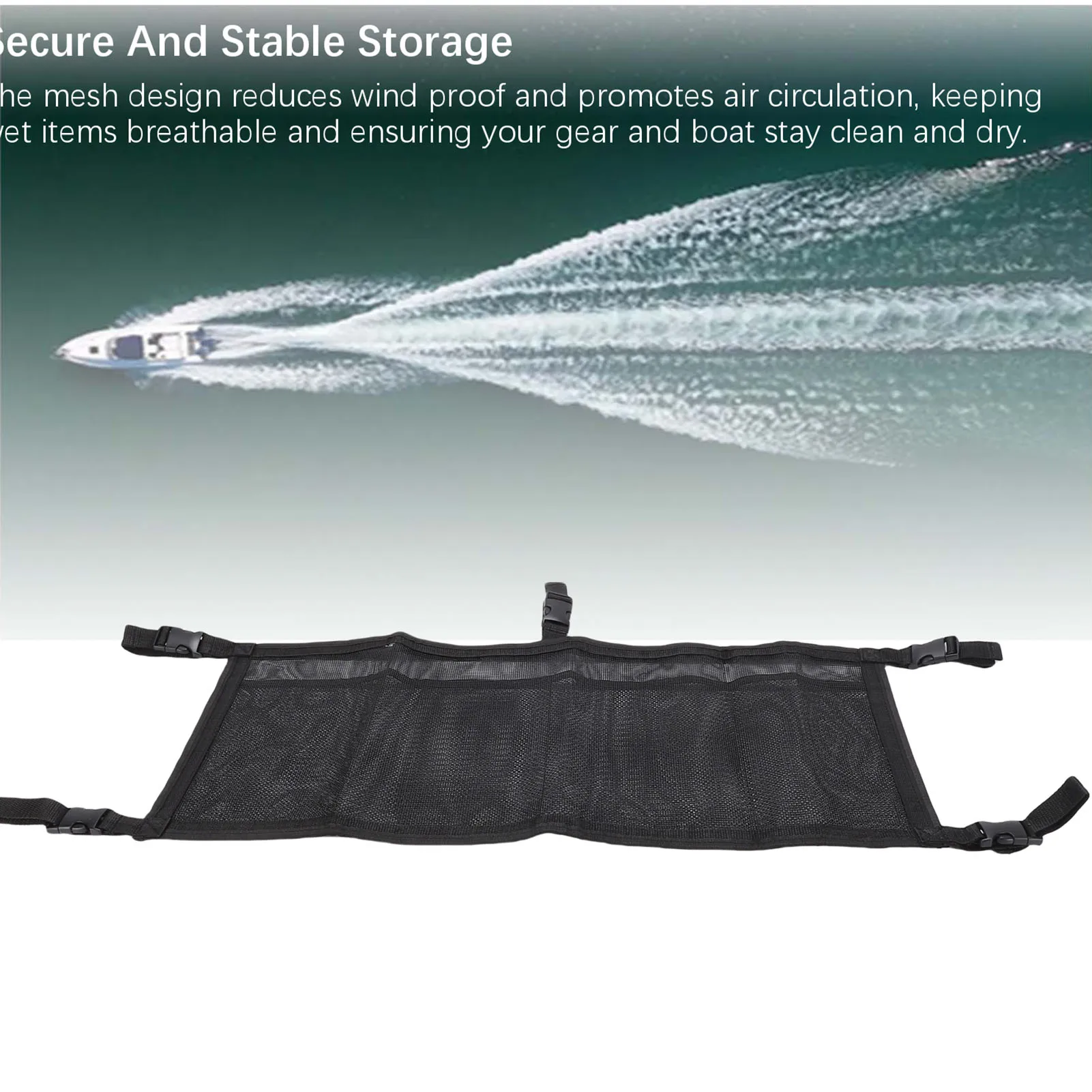Bolsa de almacenamiento para barco con 3 divisiones correas ajustables asiento de barco de malla organizador bolsa suspendida para organizador de almacenamiento de barco yate