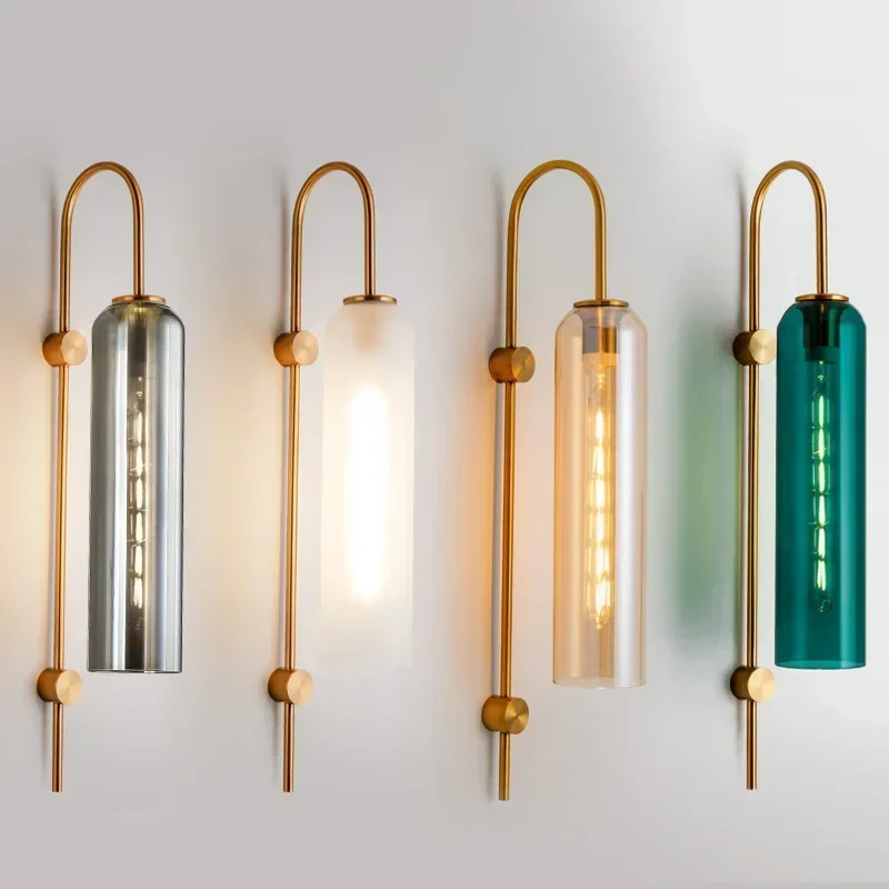 

Scandinavia Led Wall Lamp Glass Sconce Light Bedside Bedroom Living Room