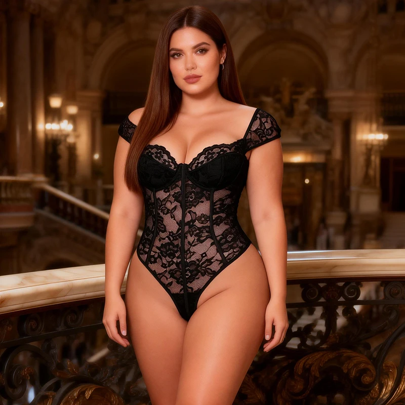 Women Square Neck Bodysuit with Short Fly Sleeves Underwire Chest Lining Snap Crotch Slim Fit Stretch Clubwear Fashion Lingerie