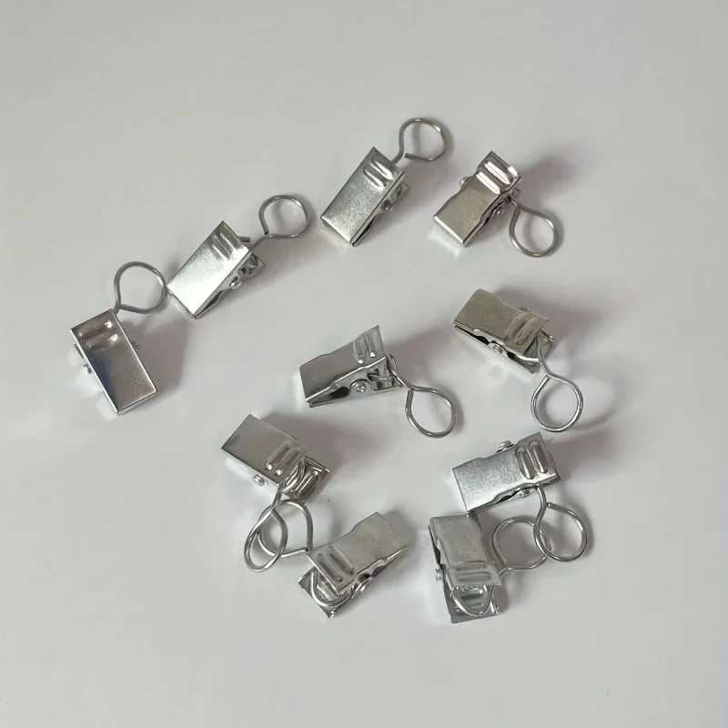 10Pc Silver Metal Flat Hook Curtain Clips for Tapestry Bath Shower Background Cloth ,Seamless Nails