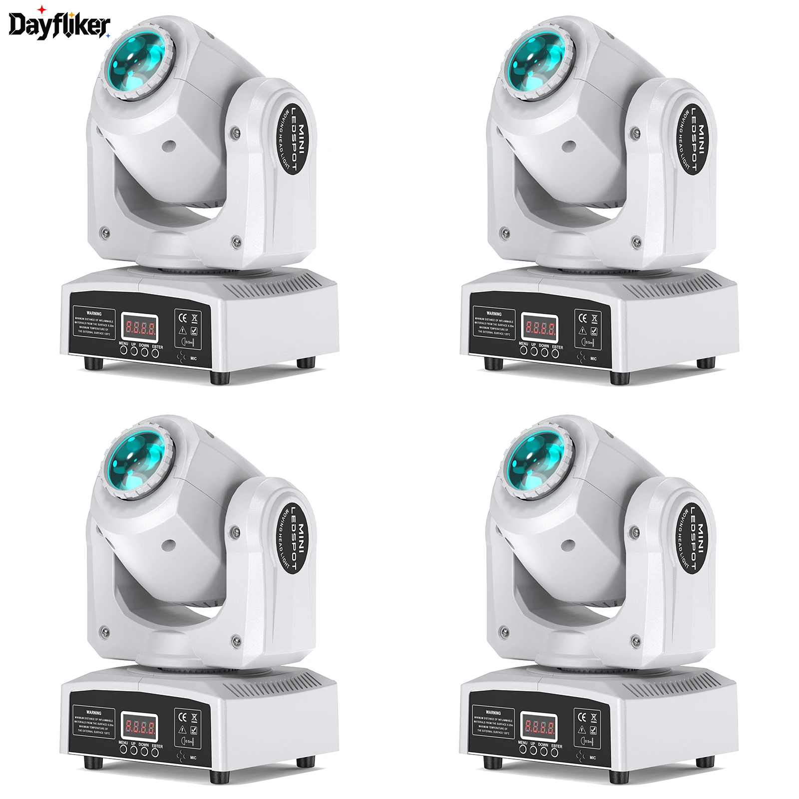 

DayFlicker 2Pcs 120W White Stage RGBW LED Moving Head 8 Colors + 8 Gobos DMX512 Voice Control For Christmas Party Disco Wedding