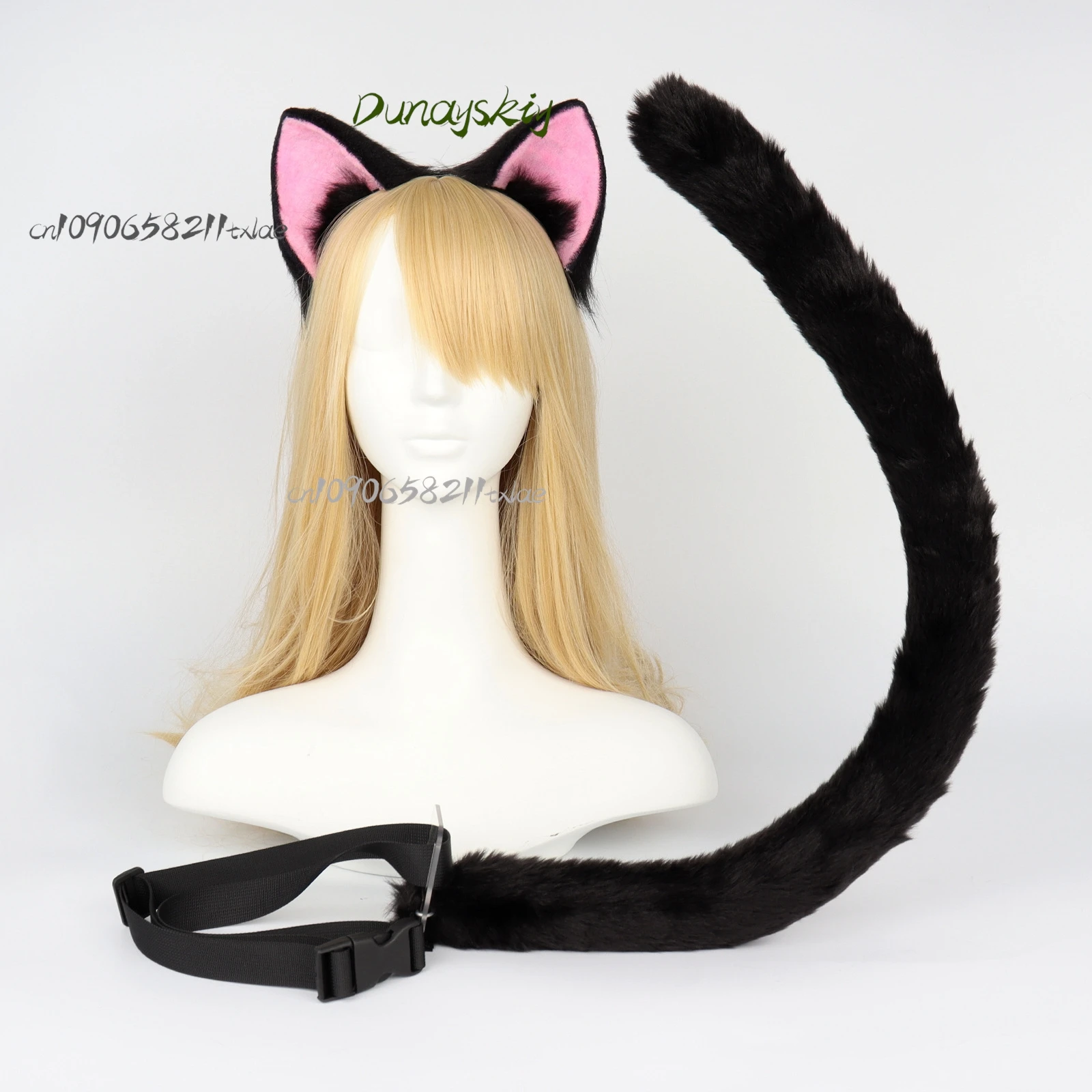 كاردكابتور كوس ساكورا ‌ كينوموتو ساكورا ‌   مجموعة أذن وذيل القطة السوداء كوس كوس كوسبلاي لوليتا إكسسوارات أغطية الرأس للهالوين