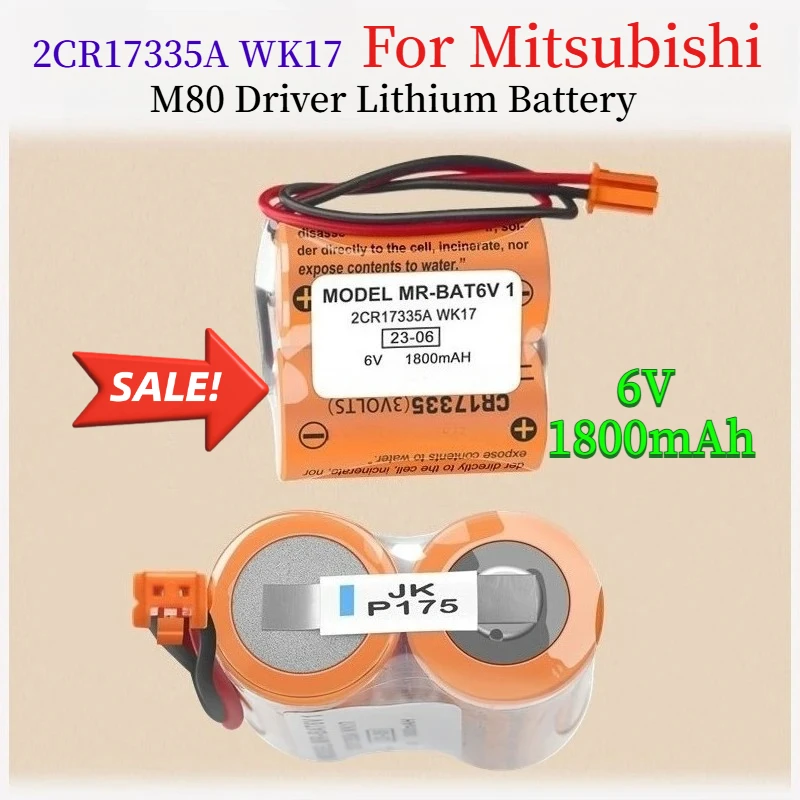 

For Mitsubishi M80 Driver Battery MR-BAT6V1 MR-BAT6V1SET 6V 1800mAh, Servo/PLC Lithium Battery 2CR17335A WK17 for M80 Drive