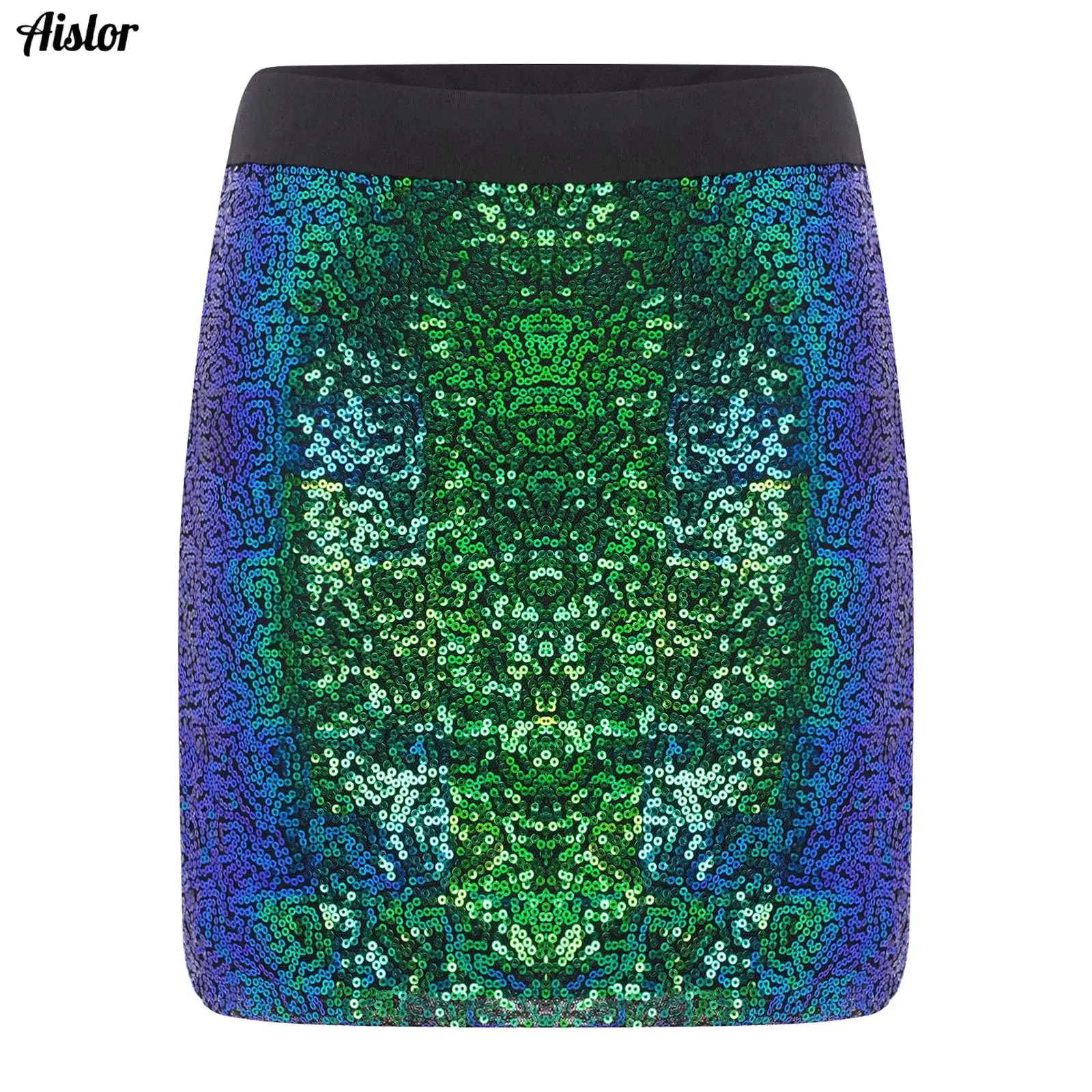 

Kids Girls Skirt Elastic Waistband Glittery Sequins Skirt for Birthday Party Jazz Latin Dance Cheerleading Performance Dress