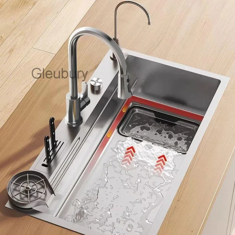 Stainless Seamless Thickened Steel Kitchen Sinks Kitchen Sinks Moisture-proofing Home Improvement Fregaderos De Cocina ZY40SC