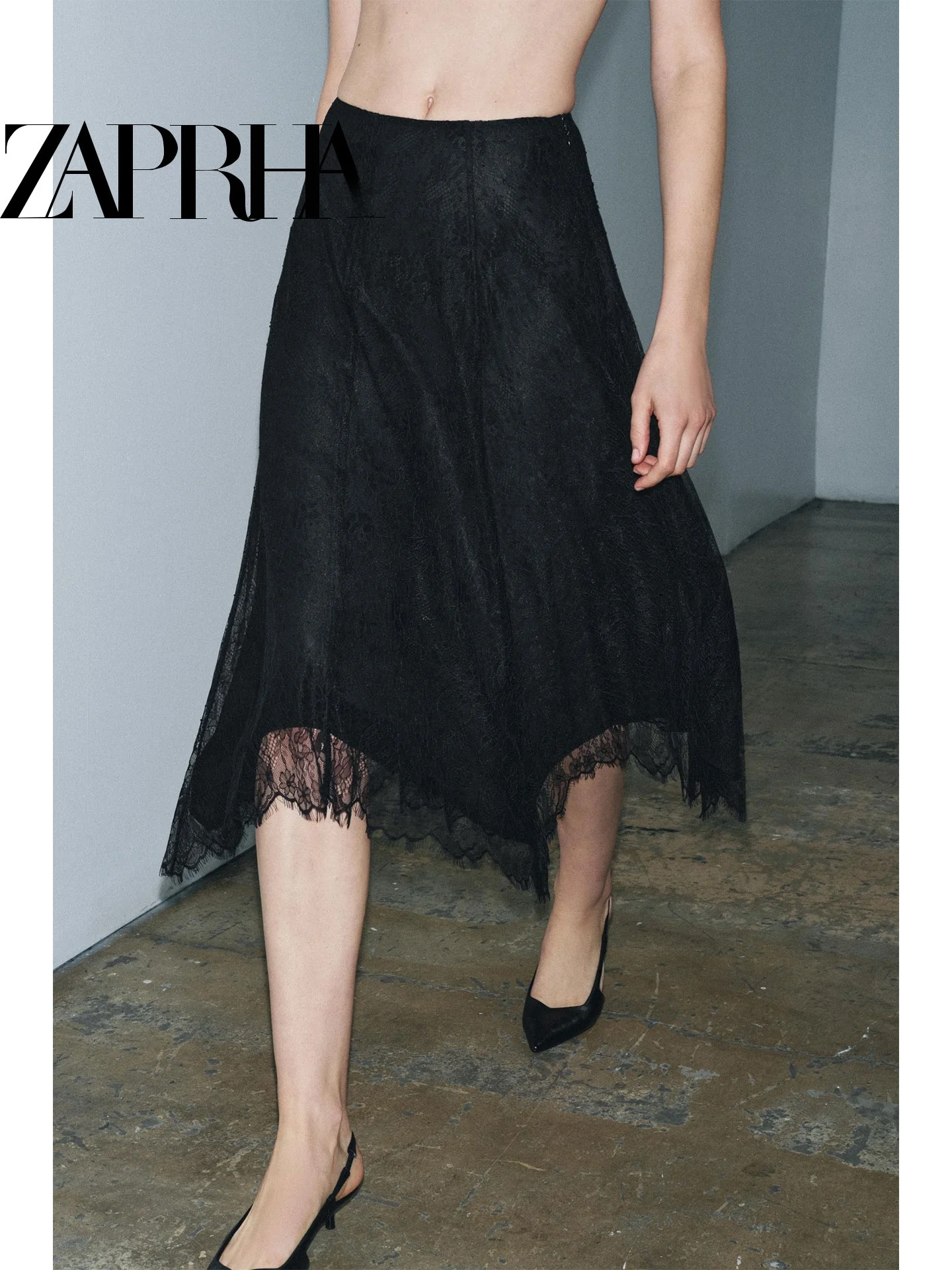 ربيع 2026 ألف خط ميدي تنورة دانتيل غير متناظرة التخسيس تاريخ ليلة Ele بسيط Sle لباس غير رسمي الوقوف صالح