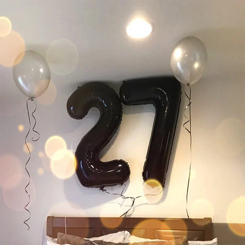 40 Zoll Schwarze Große Zahlenballons 0-9 Digital 1 Heliumballon Große Folienballons Dekorationen für Geburtstagsfeiern – Detail 4