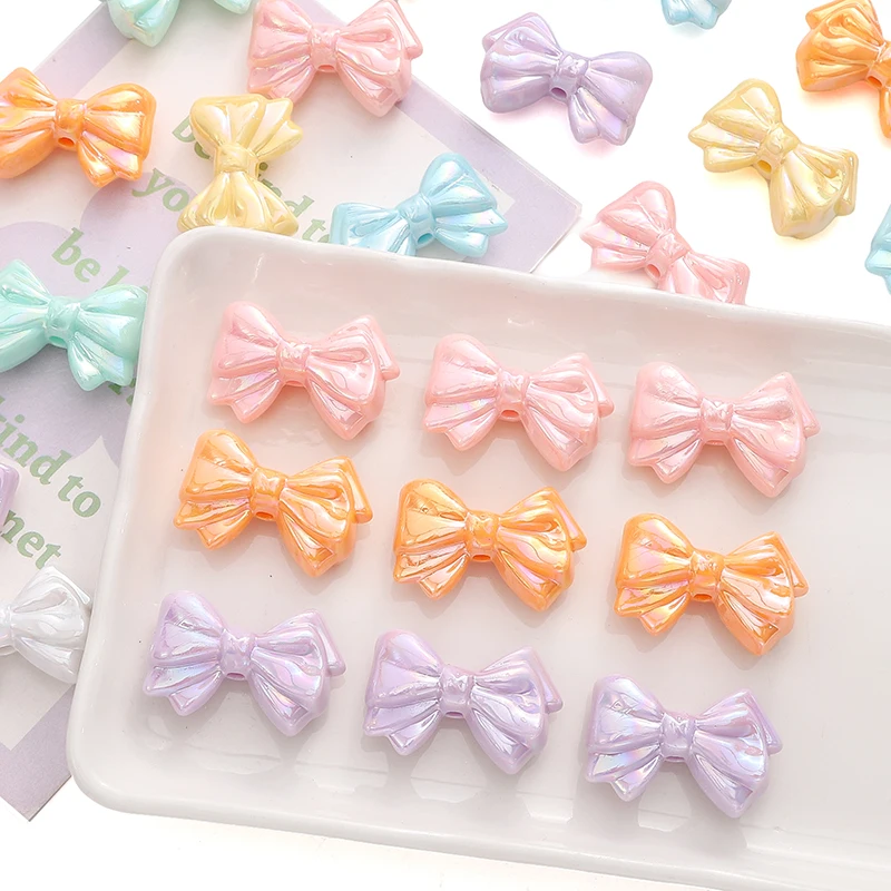 

29X22mm 2Pcs/Bag Acrylic AB Color Bow Beads Stacking Bow For DIY Jewelry Making Bracelet Necklace Pendant Beads Accessorie