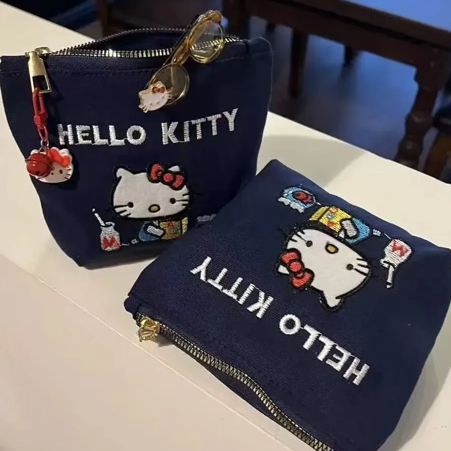 Bolsa de Moedas Bordada com Gato de Grande Capacidade, Edição Limitada, Bolsa de Armazenamento Simples Premium, Bolsa de Cosméticos