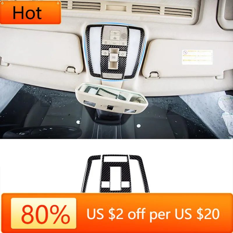 

Hot Interior Mouldings Carbon Fiber Car Roof Reading Lamp Cover Trim For Mercedes Benz C class W204 2007-2014 Dome Light Frame D