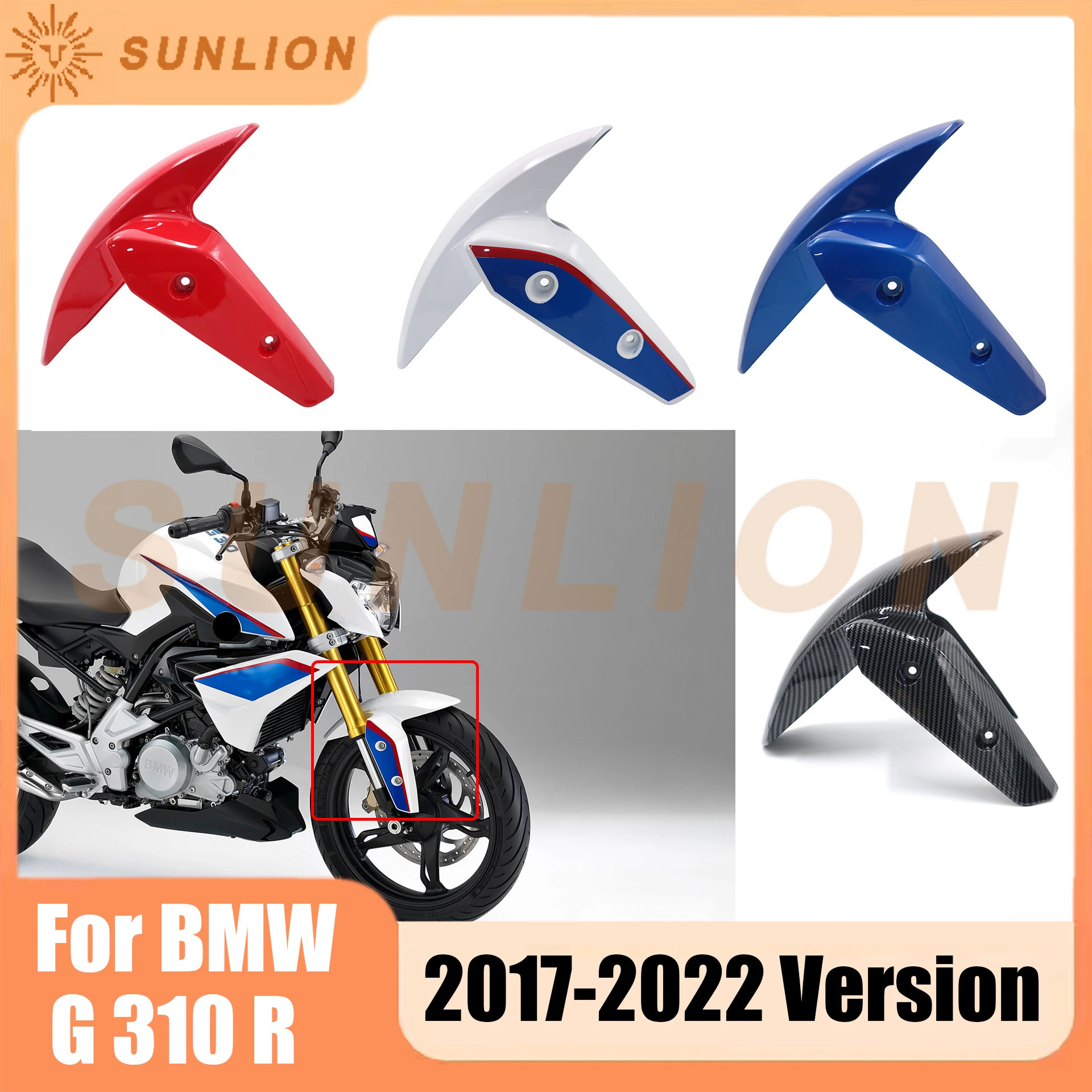 For BMW  G310R G310 R 2017 - 2022 Front Fender Mudguard Carbon Fiber Painted Look