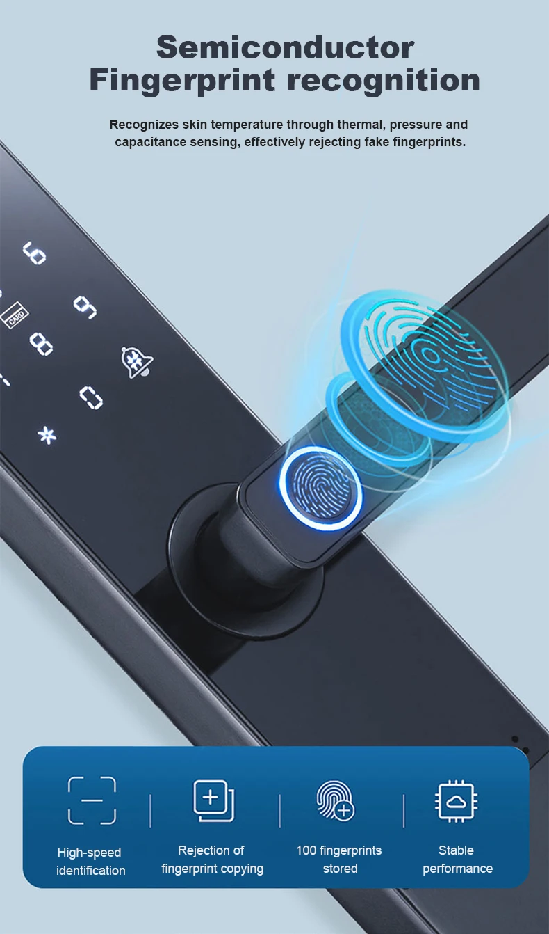 WiFi Connected Biometric Fingerprint & Digital Password Unlock Smart Door Lock for Home Security for Glass and Wood Doors
