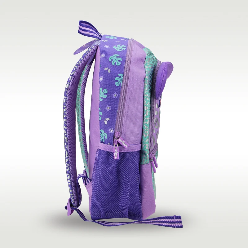 Smiggle Original vente chaude sac d'école pour enfants filles sac à dos à bandoulière violet mignon léopard sac doux 7-12 ans 16 pouces