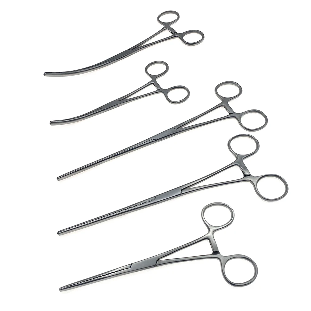 Stainless Steel Bowel Clamps Intestinal Forceps Straight Curved Veterinary Pet Surgical Instruments 1pcs