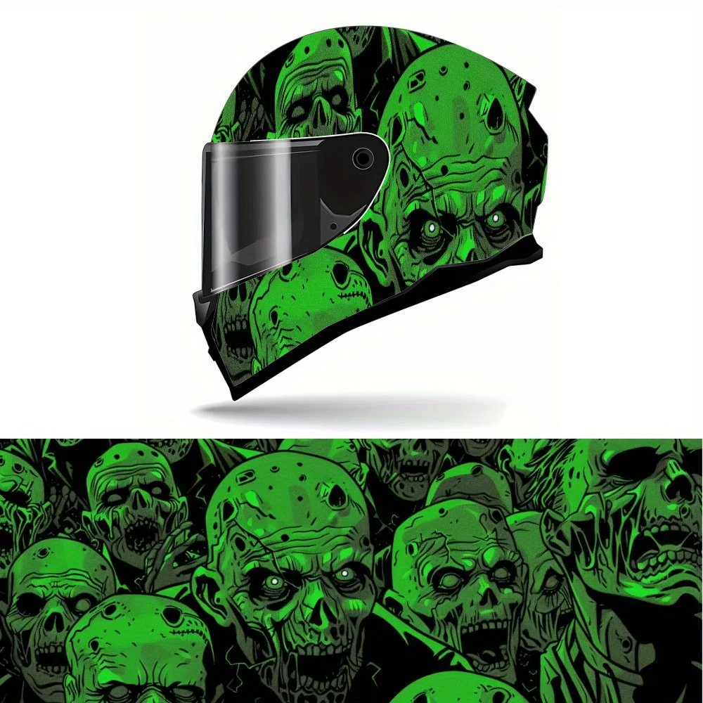 

Виниловая пленка для мотоциклетного шлема из ПВХ на тему зомби, самоклеящаяся водонепроницаемая наклейка, декоративная пленка против царапин для полного лица