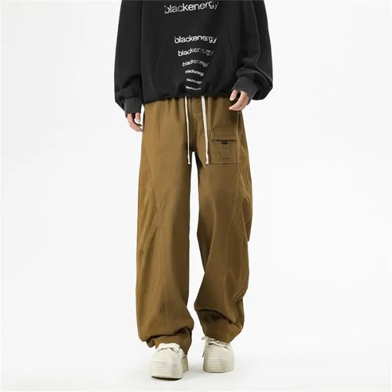 

Men's Autumn Long Pants, Pure Cotton Straight Tube Retro Versatile Sports And Casual Work Pants, High Street Loose Casual Pants