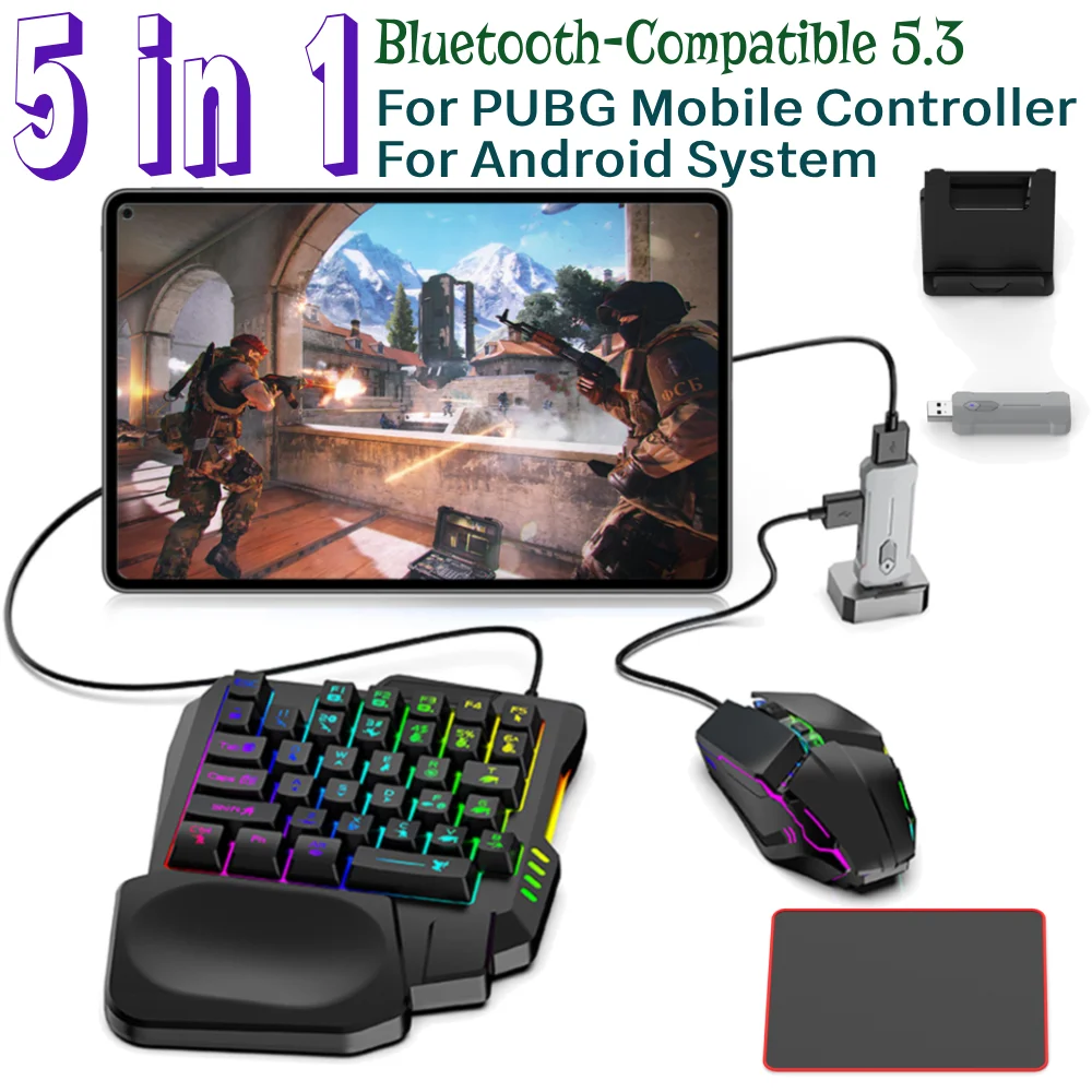5 في 1 وحدة تحكم الهاتف المحمول الألعاب لوحة المفاتيح ماوس محول BT 5.3 ل PUBG ماوس لوحة المفاتيح محول لنظام أندرويد