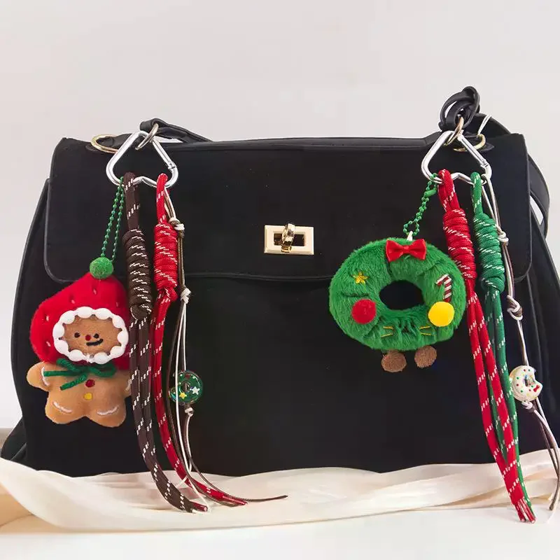 Natale peluche cartone animato omino di pan di zenzero ghirlanda di Natale ciondolo portachiavi zaino ornamento appeso regalo di Natale Capodanno