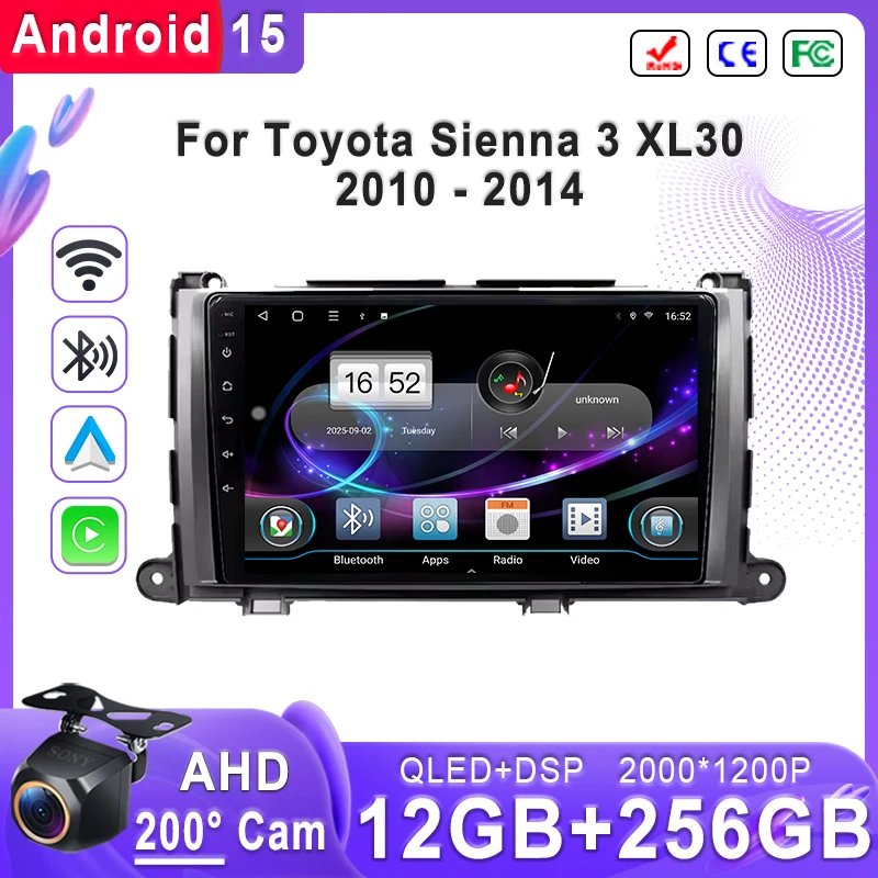 

Android 15 For Toyota Sienna 3 XL30 2010 - 2014 2K Incell Screen Multimedia Stereo Head Unit GPS Navigation High-performance