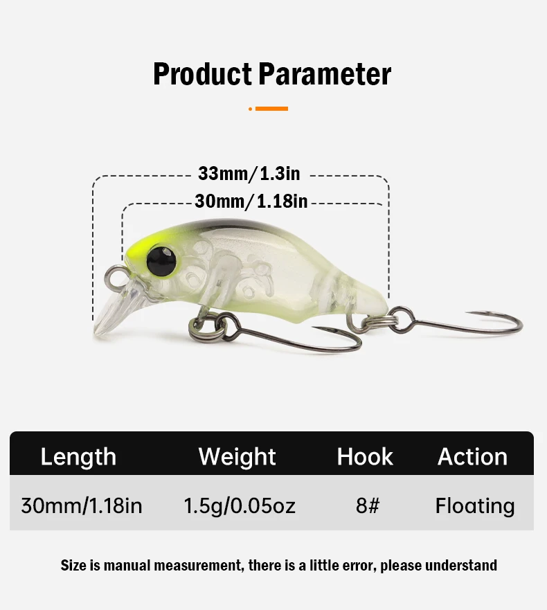 Leydun Puppet Surface Minnow Angelköder 30 mm 1,5 g schwimmend flach Tauchen Crankbait Angeln künstliche Swimbaits Tackles – Detail 2