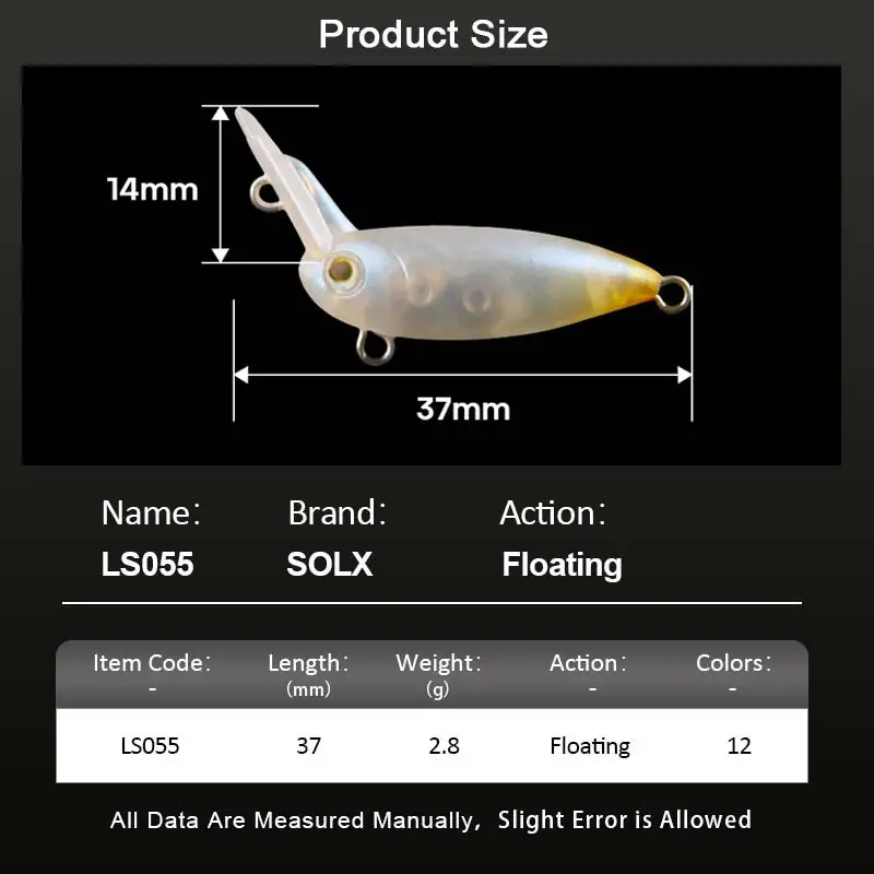 2.8g 37mm Mini Crank Lure Full Swimming Layer Inverted Tongue Plate Crankbait Quickly Sinking Trout Lures