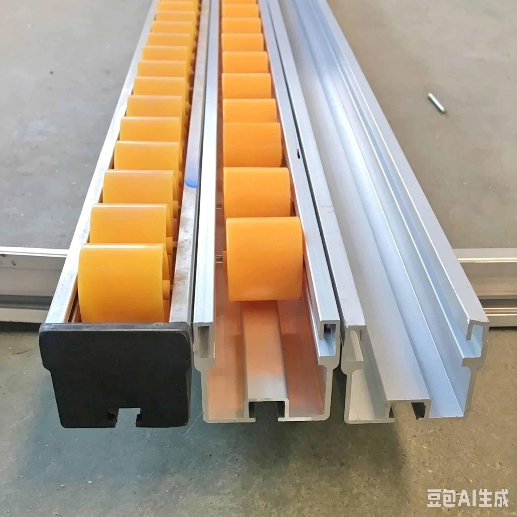 Shelf Aluminum Alloy Fluent Strip 41 * 35 D28mm Plastic Wheel, Slippery Strip Conveying Slide Roller Fixed Pulley Strip