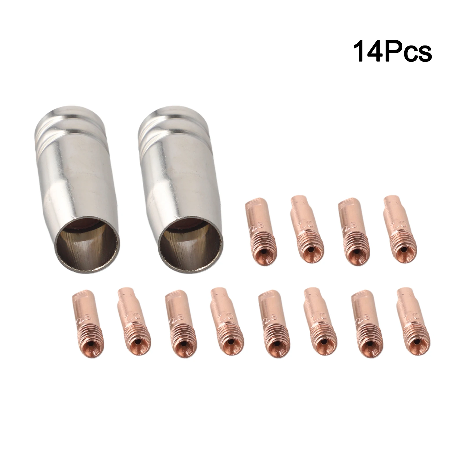 Gas Nozzles Welding Equipment Widely Compatible High Strength Material 0.8mm And 1.0mm Tips Brass Nozzles Silver