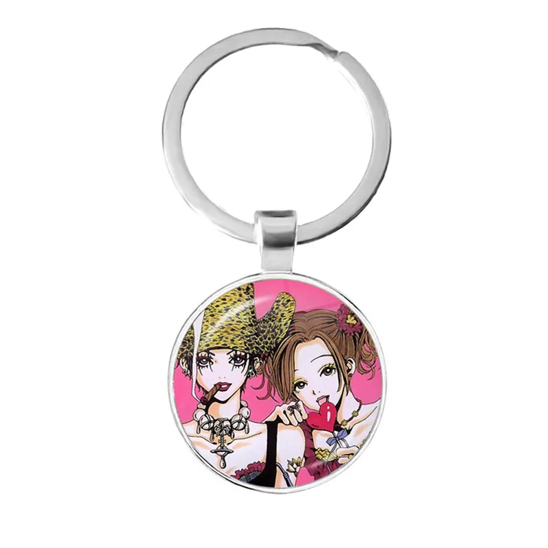 Punk Nana Manga Osaki Anime Glass Pendant Keychains Holder Cool Ai Yazawa Cartoon Figures Keyrings Cosplay Otaku Jewelry Gifts