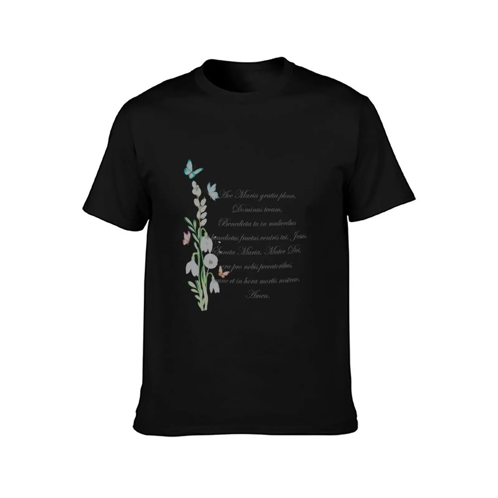 Rosary in Latin Ave Maria 5 T-Shirt t shirt man cotton T-Shirt
