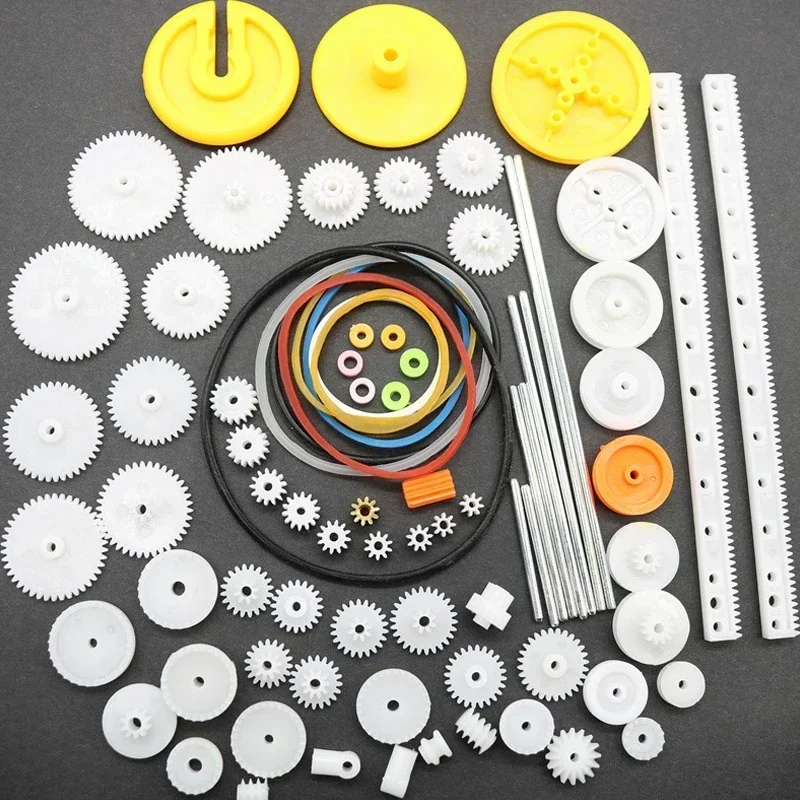 1pc 82PCS/Set Plastic Gear Package Kit DIY Gear Assortment Accessories Set for Toy Motor Car Robot Various Gear Axle Belt Bushin