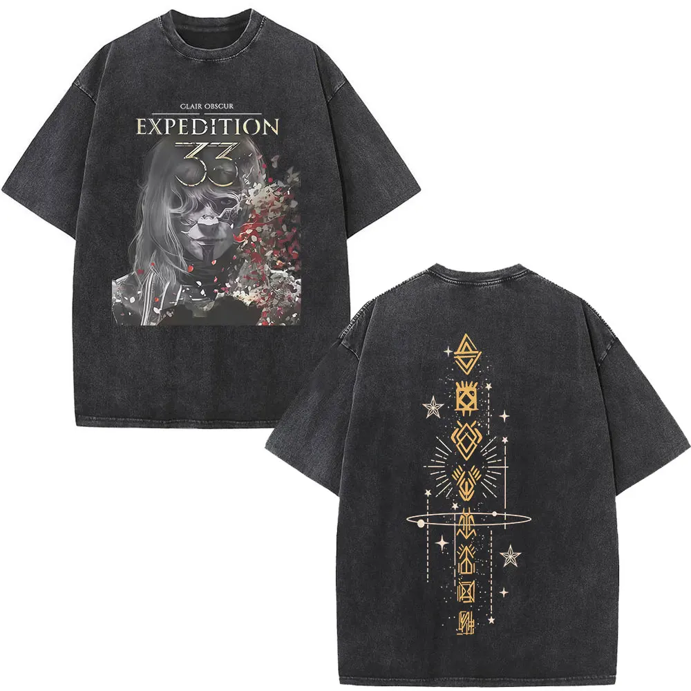 2025 لعبة Esquie كلير Obscur إكسبيديشن 33 غسلها تي شيرت الرجال الملابس موضة خمر تي شيرتات قصيرة الاكمام المشجعين هدية تي شيرت
