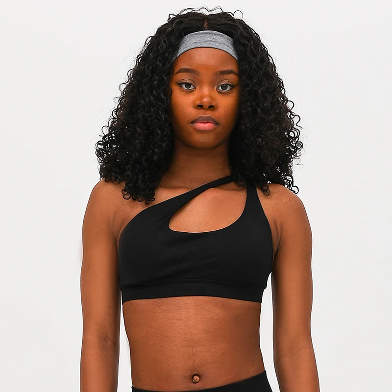 

Women Seamless Sexy Sports Bra Push Up Fitness Bras One Shoulder Breathable Soft Yoga Bra Solid Color Yoga Running Sport Vest ﻿