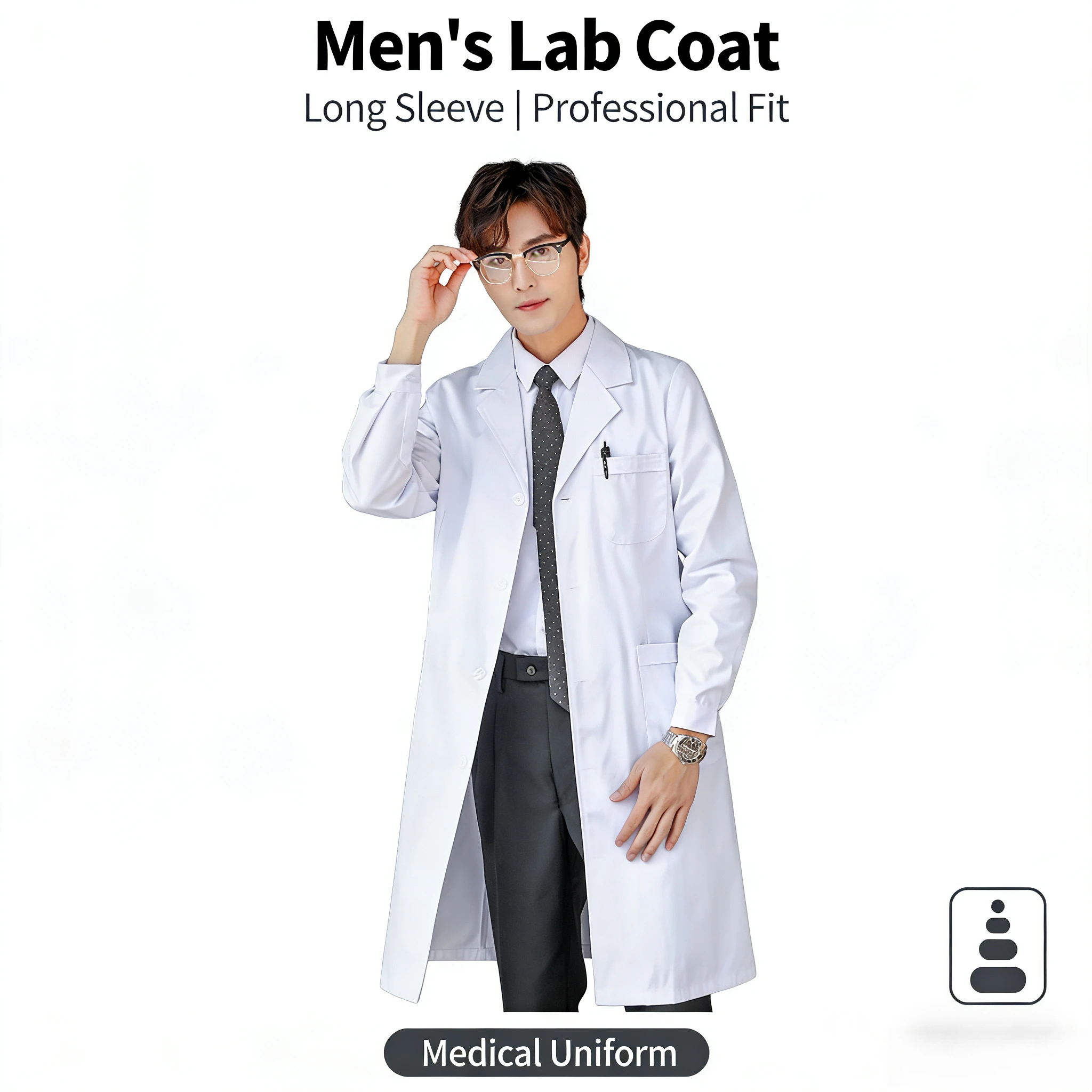 

White-Coated Male Long-Sleeve Physician's Coat Physician Isolation Gown Short-Sleeve Laboratory Coat College Student Nurse