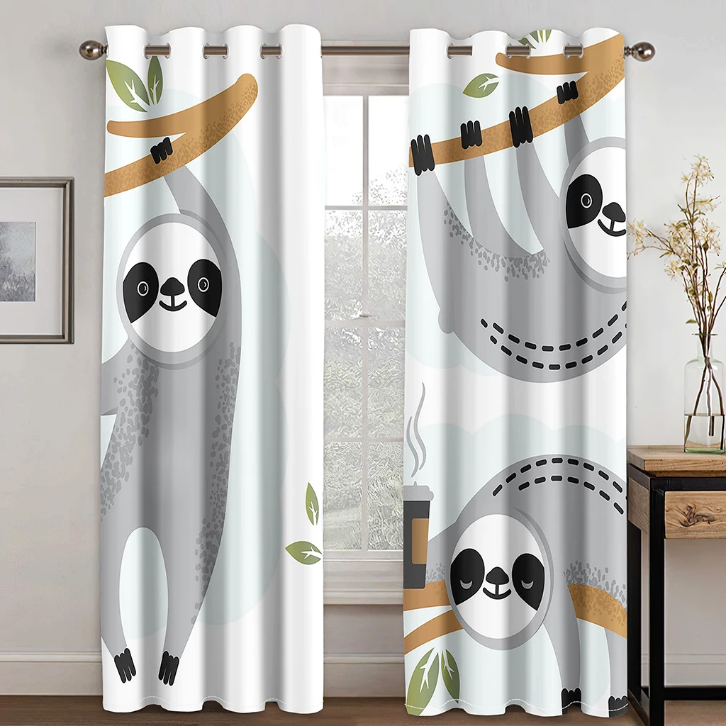 

Rainbow Cute Koala Cheap Cartoon Children's Thin Window Curtains for Girls Boys Living Room Bedroom Decor 2 Pieces Free Shipping