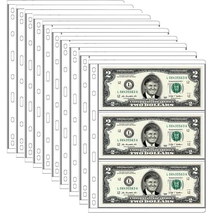 

Рукава Currey для переплета из ПВХ и без кислот, 3 кармана, держатели для банкнот в долларах, защитные рукава для коллекционеров, подходят для завитков