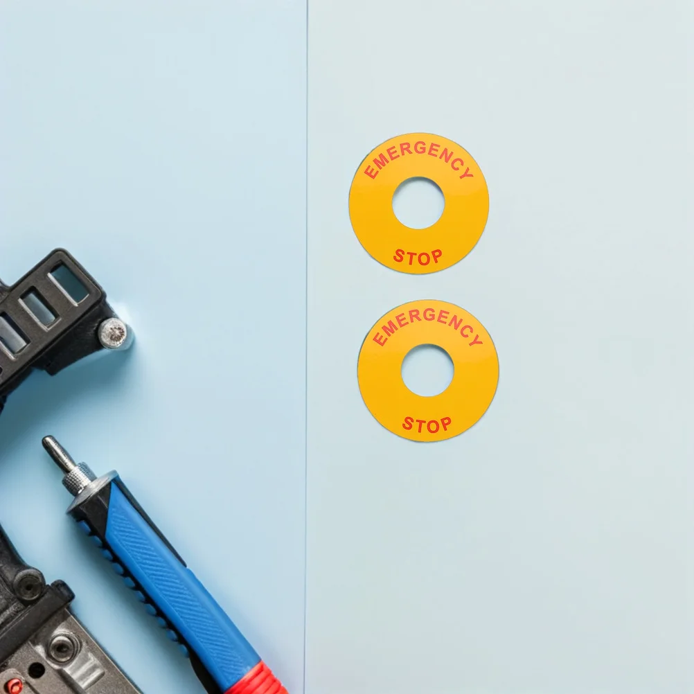 5Pcs Emergency Stop Warning Decals Electrical Safety Labels for Equipment Button Industrial Safety Signs High Visibility