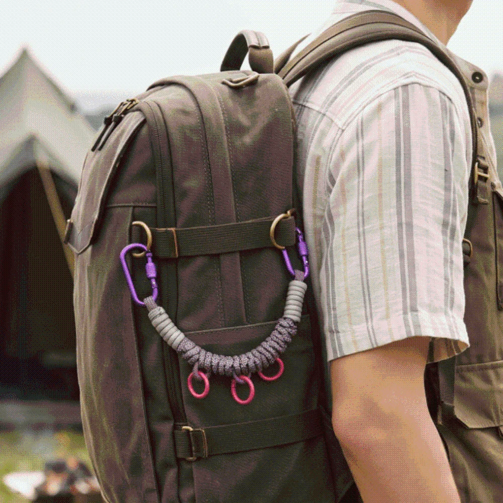 Hand Woven Paracord Bag Charm Rope Multifunctional Detachable Backpack Extension Strap Vibrant Dopamine Lightweight Sturdy