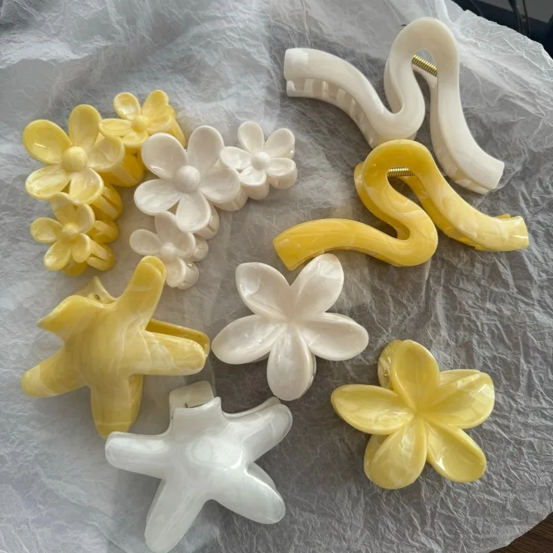 Fashion Egg Flower Starfish Hair Claw Grab Clips Colorful Summer Beach Vacation Shark Hairpin Hawaiian Headwear Hair Accessories