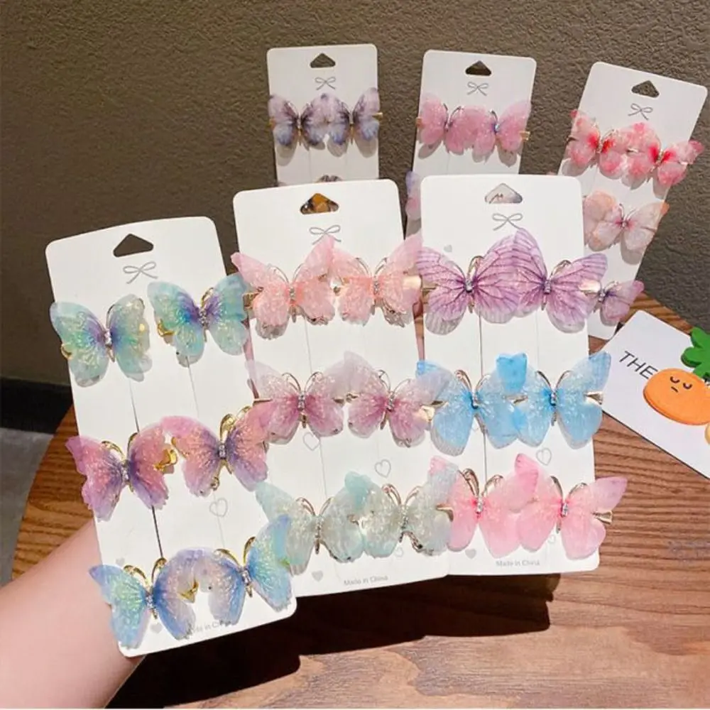 6PCS Fashion Colorful Butterfly Hairpins Sweet Hair Clips Barrettes Women Girls Hair Ornament Headwear Hair Styling Accessories