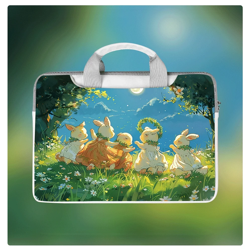

Симпатичная сумка для ноутбука с кроликом, 13.3, 14, 14.6, 15, 16 дюймов, водонепроницаемый чехол из ПУ, противоударный чехол для ноутбуков Macbook, Dell, Huawei, подарок