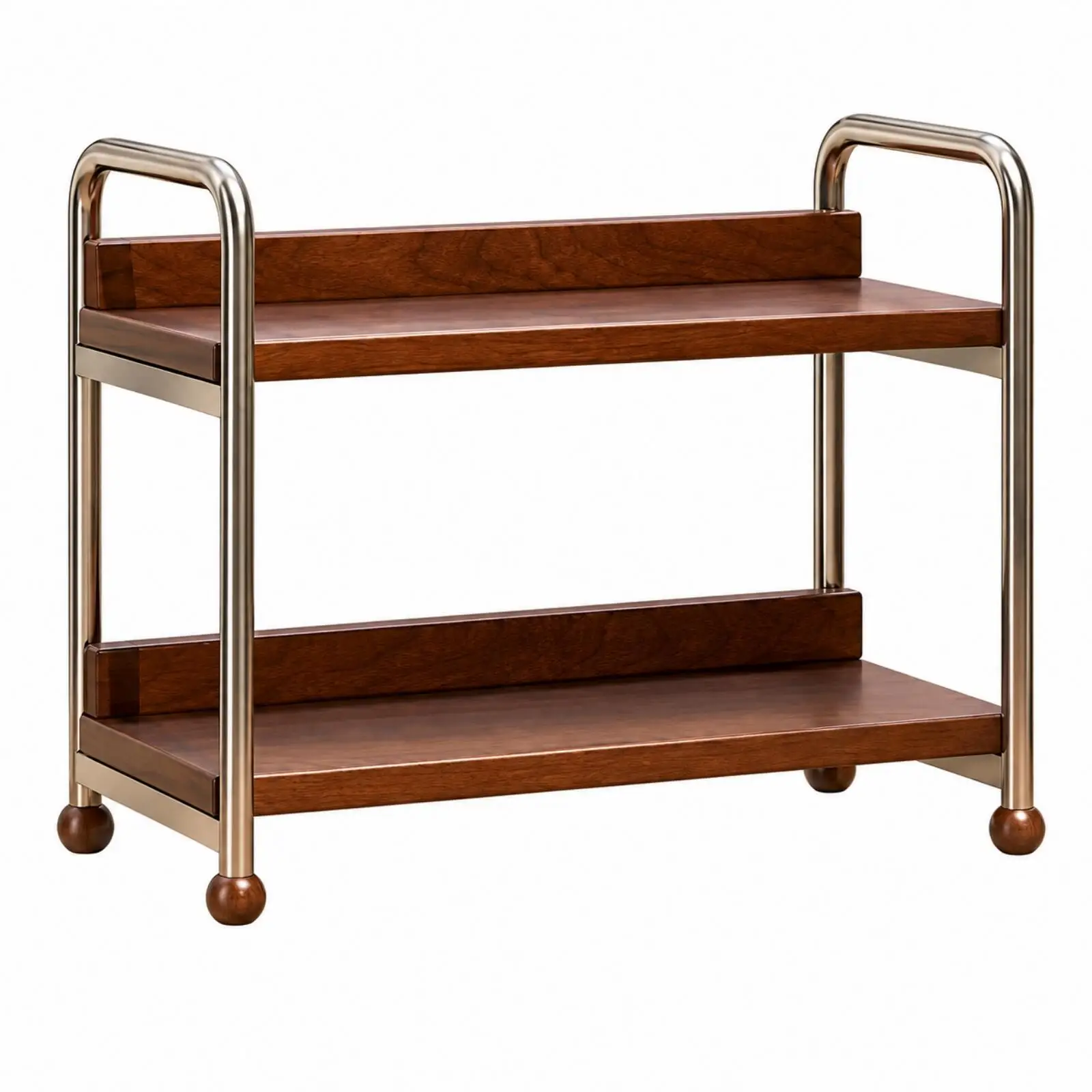 Tabletop Storage Rack Space-Saving Metal Frame Shelf with Bamboo Shelves Compact Multi-Level Countertop Rack for Dining Area,