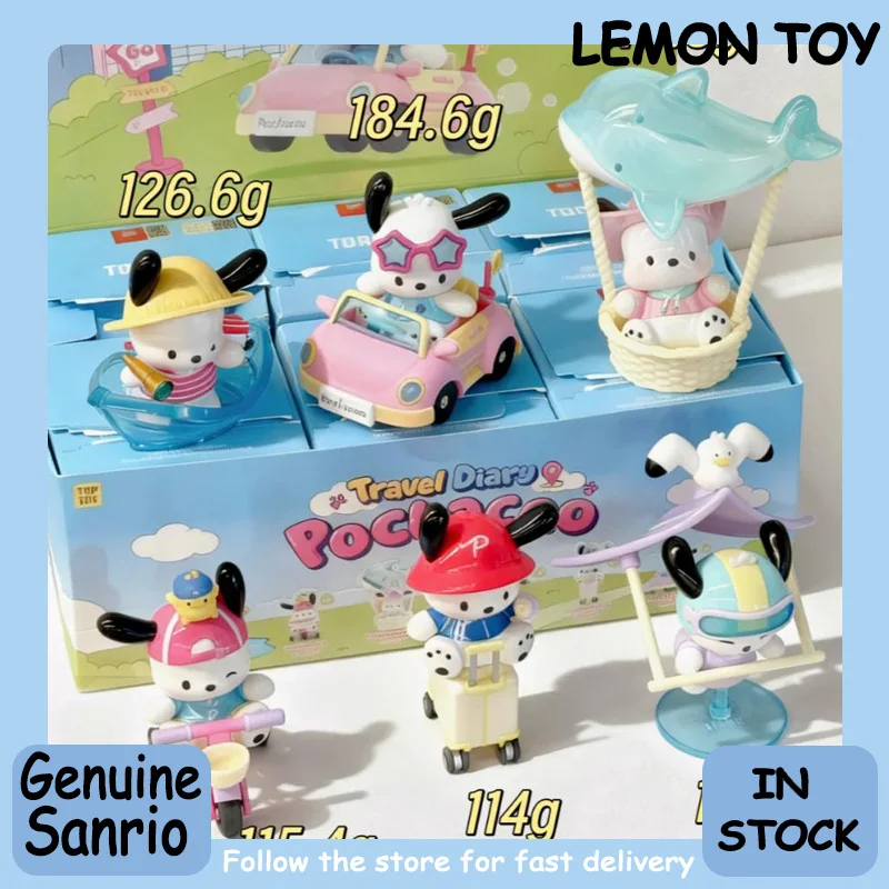 

Genuine Sanrio Pochacco Travel Diary Series Blind Box Cute Figurine Collection Desktop Ornament Fashion Trend Gift Girl
