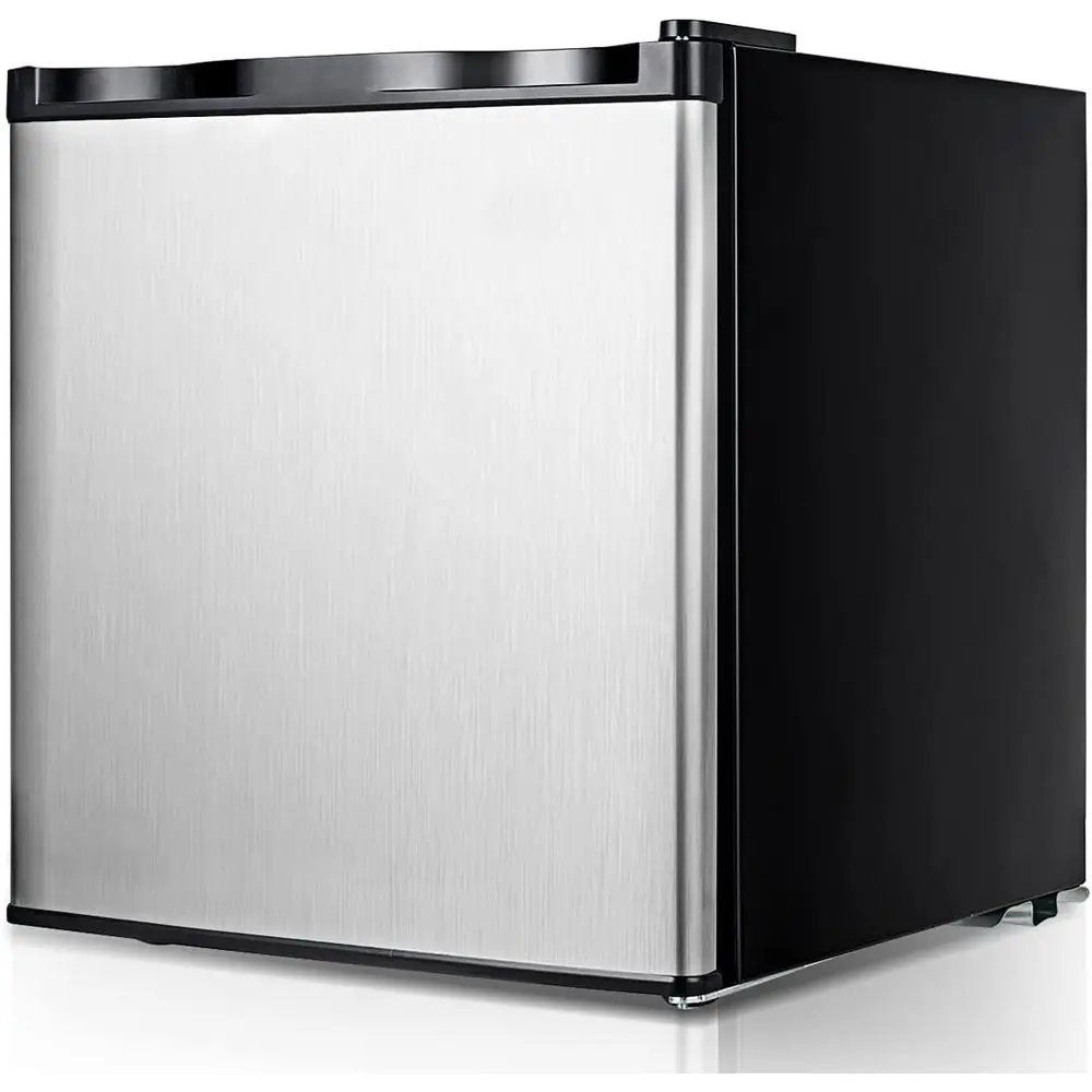 Compact Upright Freezer with Reversible Stainless Steel Door and Removable Shelves for Home, Office, and Appliance Needs