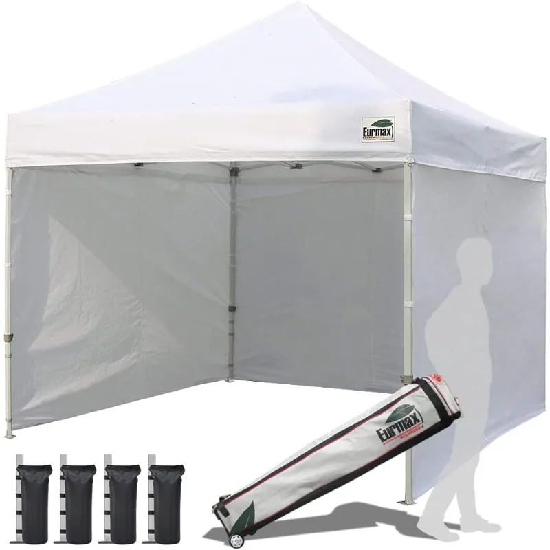 

Canopy Tent Commercial Instant Canopies with 4 Removable Zipper End Side Walls and Roller Bag, Bonus 4 SandBags(White)