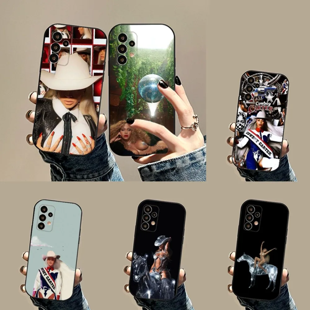 B-BEYONCES C-Carter Cowboy Phone Case For Samsung S24,23,23,22,30,21,10,9,Note20 Ultra,Lite,Ultra,5G,Plus,FE,Black Soft Case