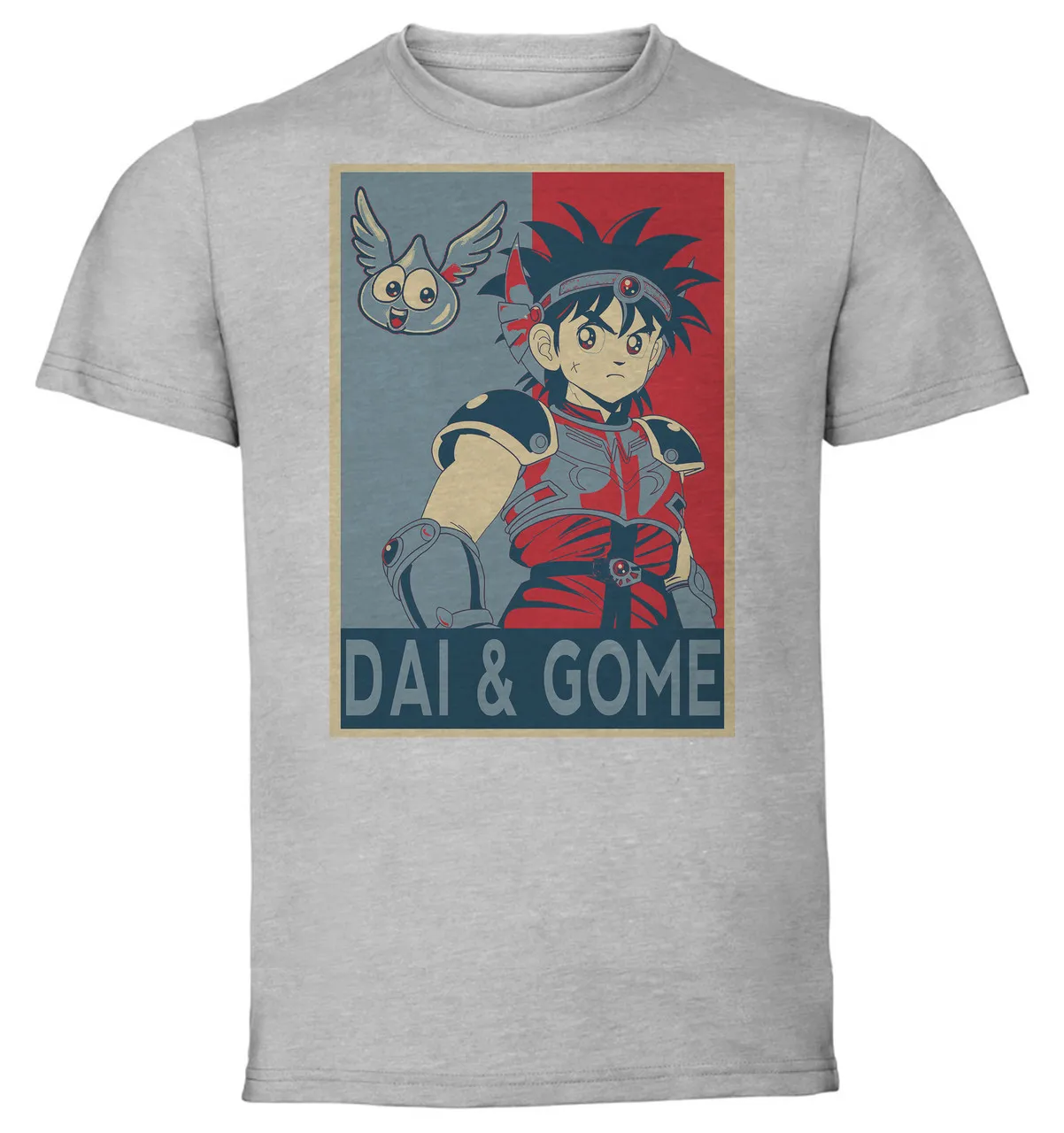 T-Shirt Unisex Grey Propaganda Dragon Quest The Adventure Of Dai Dai & Gome