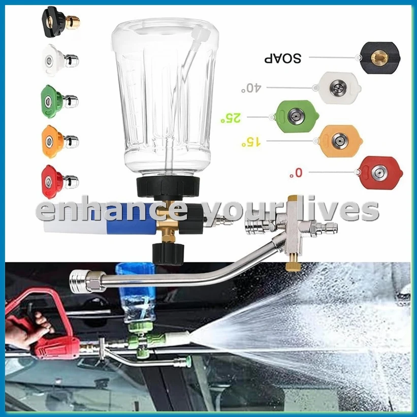 Foam-Cannon with 5 Pressure Washer Sprayer Nozzles, for Pressure Washer,1/4inch Quick Connect for Car Garden Window-AT48